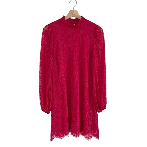 NWT Anthropologie Maeve Lace Open Back Mini Dress Raspberry Red 8 Medium - Picture 5 of 16